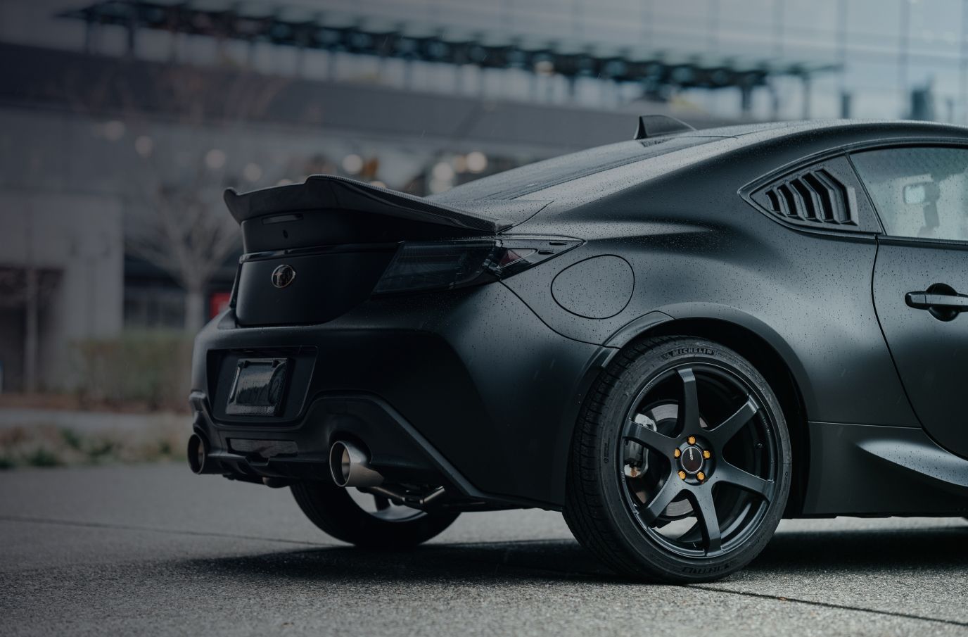 Finished black sports coupe
